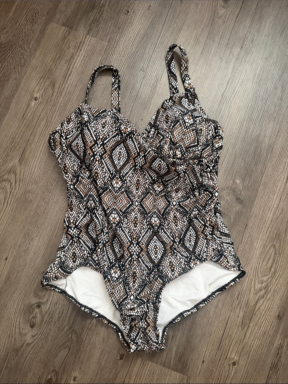 Catalina Snake-Print One-Piece Swimsuit in Black, Brown, White